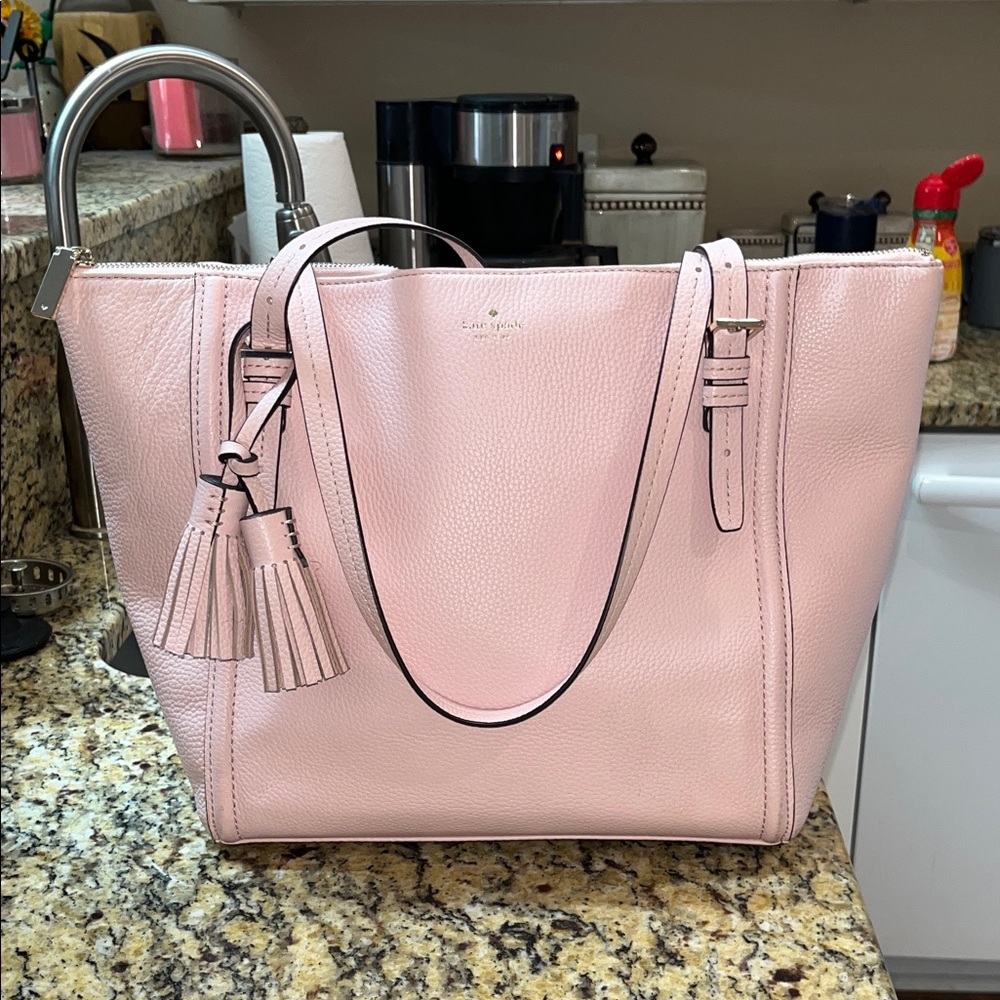 kate spade Pink Leather Tote with Tassel